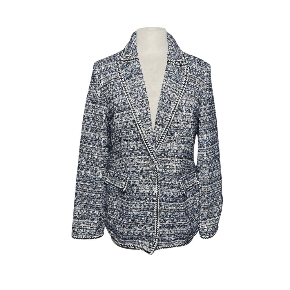 NWOT HOUSE OF HARLOW Women’s Midnight Boucle Tweed Blazer